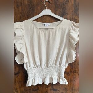 Cupcakes & Cashmere Cream Ruffled Blouse